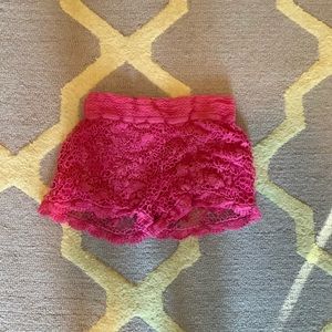 pink floral pattern shorts